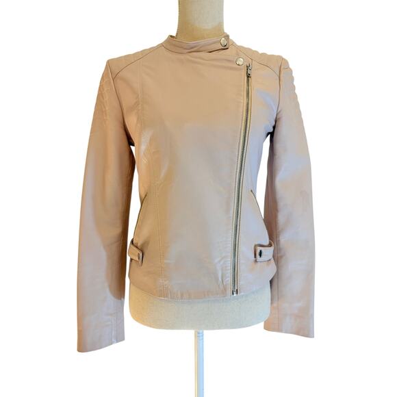 DAKOTA COLLECTIVE Jacket 100% Leather Soft Pink Moto Zip Designer | SMALL - Picture 2 of 8